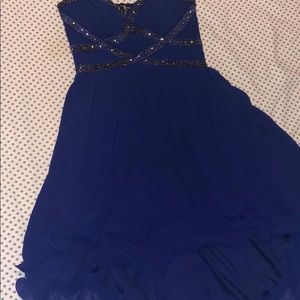 Strapless blue high low dress